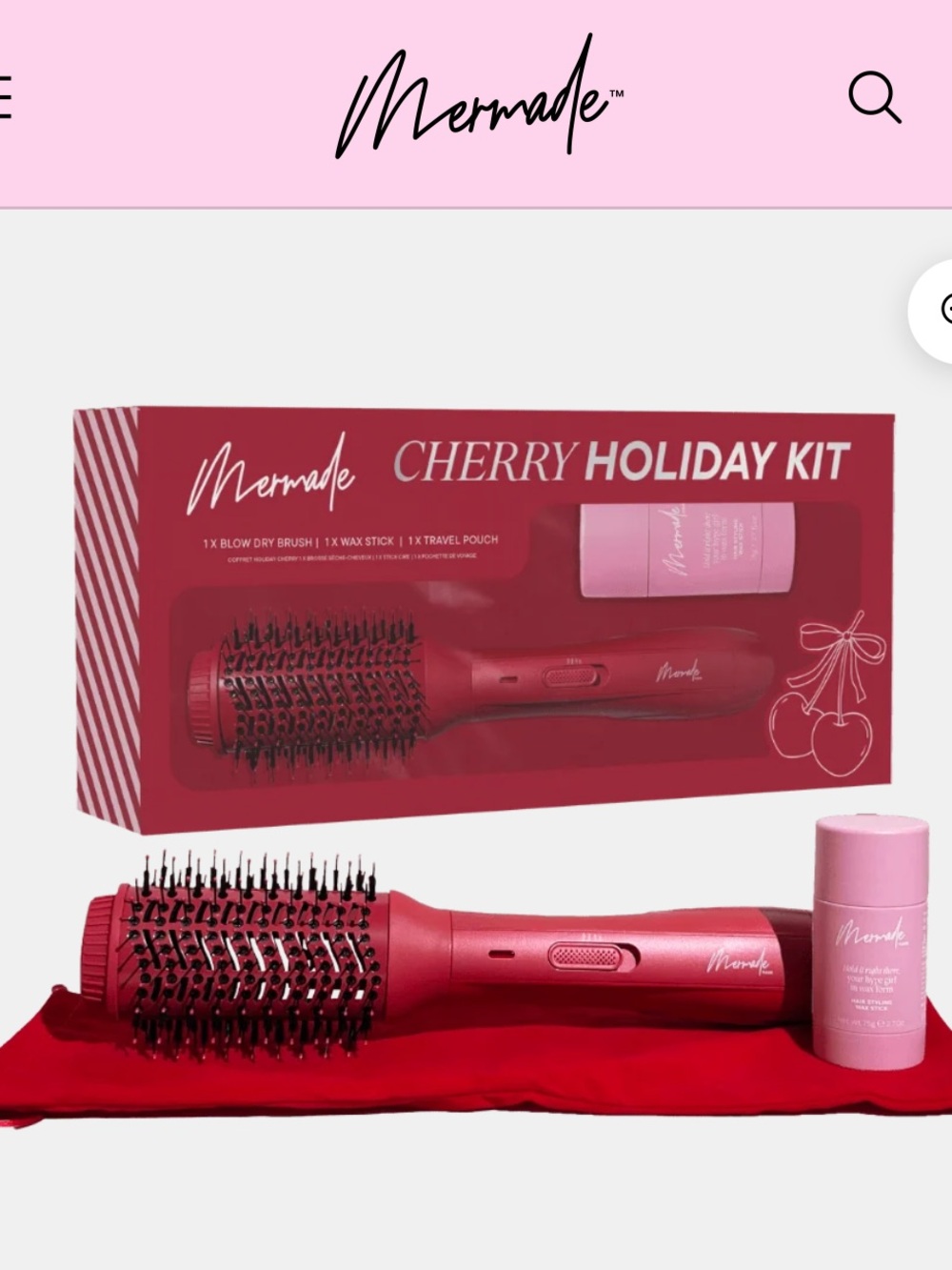 Mermade Hair brush Kit - Red - Hot Air Brush Set